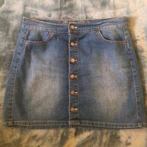 Denim Button-up Mini Skirt